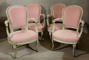 Salon de 6 fauteuils Transition à pieds en console estampillés Georges Jacob